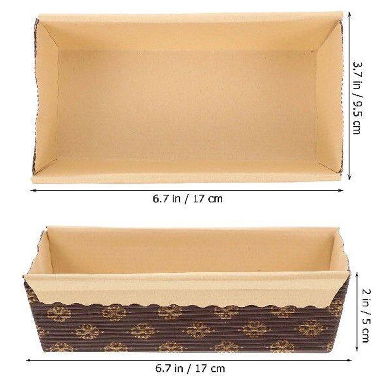 25 Pcs Paper Tray Loaf Pans Rectangular Cups for Cake - 实物图