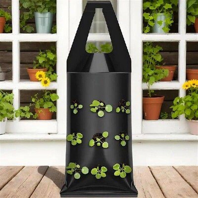 Strawberry Planter Bag 9 Slits Plants Growing Pouch Handle