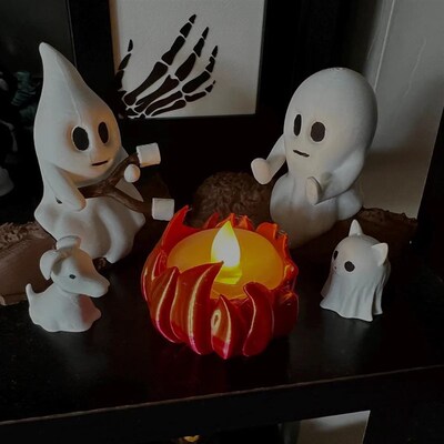 Ghost Campfire Gathering幽灵篝火聚会树脂摆件万圣节装饰