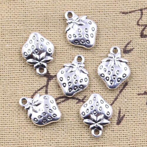 20pcs Charms Fruit Strawberry 15x11mm Antique Silver Color P