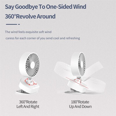iHoven Clip-on Fan Portable USB Table Fan Rechargeable Clip-