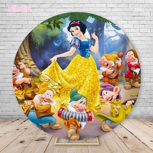 Snow White Princess Backdrop Round ver Girl Kids Birthday Pa