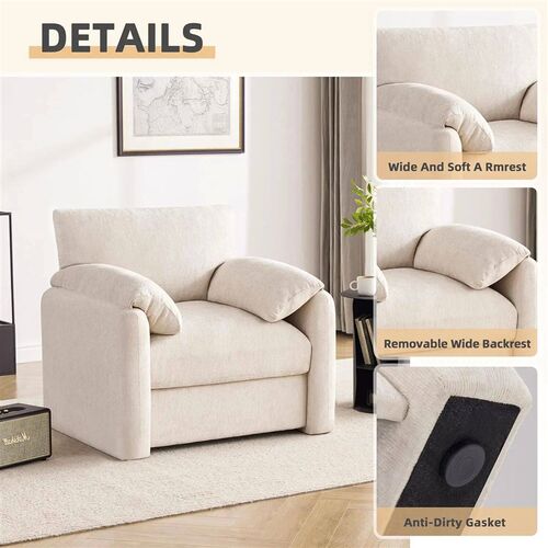 Chenille Oversized Armchair, 38.6  Wide Accent Chairs for Li