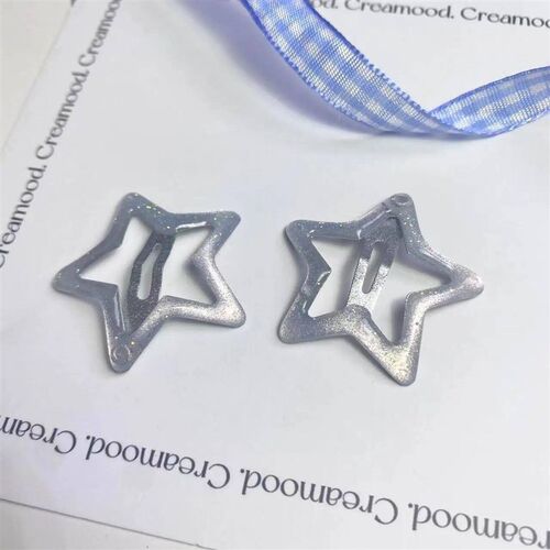 3 Pairs Sweet Shinny Fine Flash Enamel Star Hair Clips For W