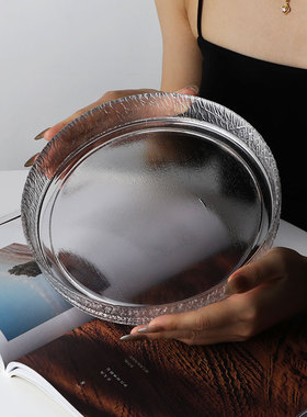 宛如圆月定格在你手中水晶果盘 中古vintge水果篮果盆甜品盘子