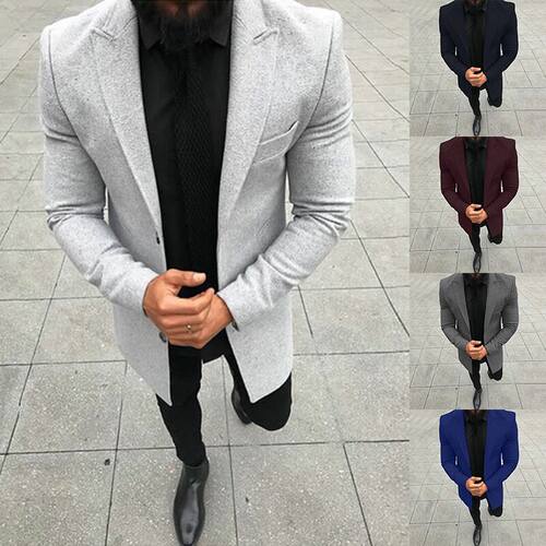 Solid suit collar long sleeve mens business gentleman Dress