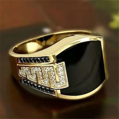 Signet Square Finger Rings For Men Punk Style Collection Gol