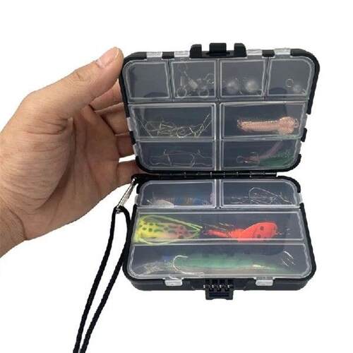 2Pcs+Tackle+Box+with+Dividers+Double+Side+Fishing+Lures