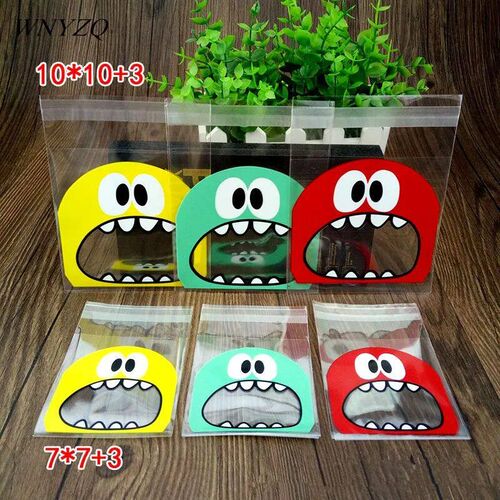 50Pcs/Pack Transparent Plastic Bag Candy Cookie Gift Bag Cle