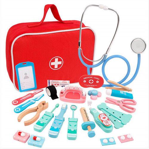 Doctor Toys for Children Set Kids Wooden Pretend Play Kit Ga