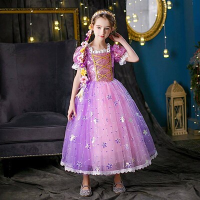 Children Girl Rapunzel Dress Kids Tangled Disguise Carnival