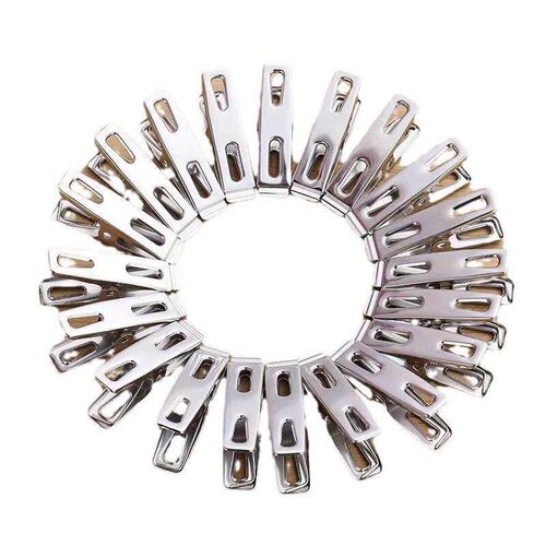 Stainless Steel Sock Hangers - Pack of 20 Small Steel Clips,