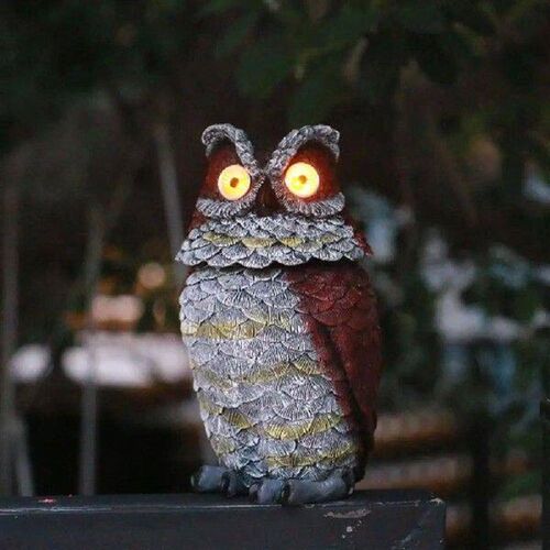 Owl Night Light Ornament Realistic Owl Sculpture Solar