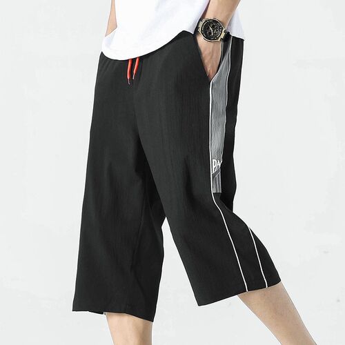 -Summer new mens youth popular side letter cropped pants K7