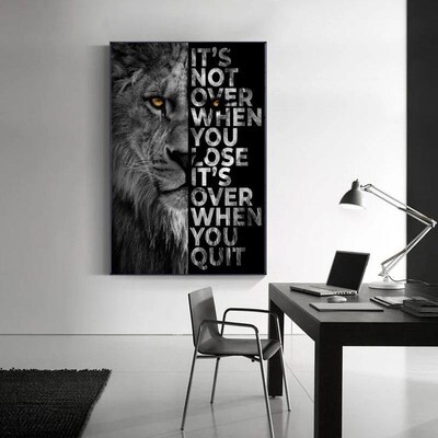 Painting Wild Lion Letter Motivational Quote Art Posters and
