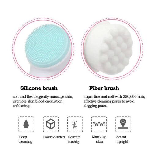 3D Double Silicone Facial Cleansing Brush Manual Massage Fac