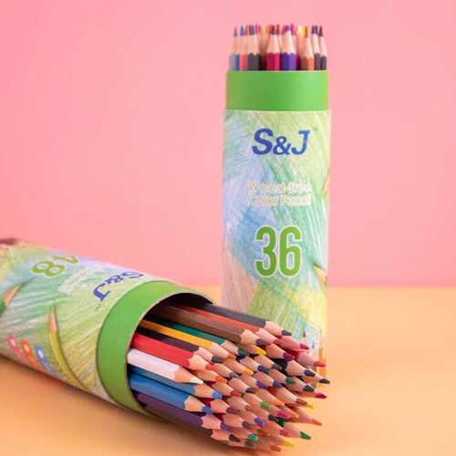 Pretty Barrel 18 Color Pencils Crayons Set for Kids Kawaii S