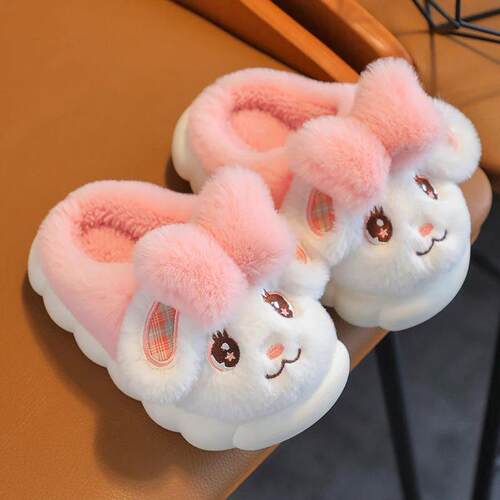 2023 New Cute Cartoon Rabbit Childrens Plush Slippers Soft