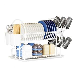 Cup Holders Dish Rack Stainless Steel 2 Tier Dish Drying