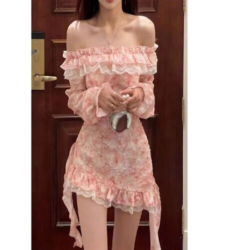 2023 Summer Floral Kawaii Fairy Mini Dress Women Korea Sweet