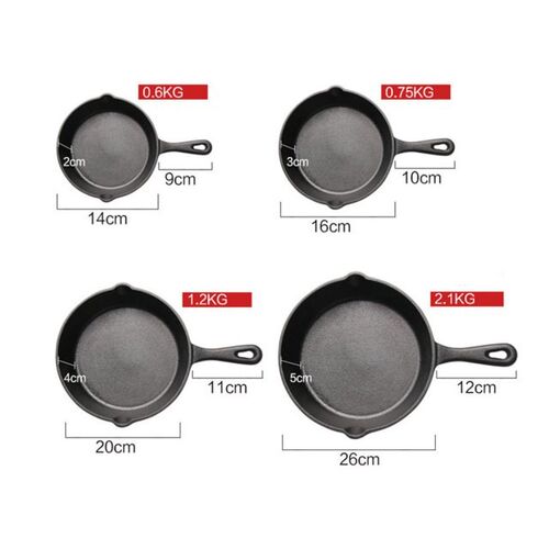 4Pcs/Set 14/16/20/26cm Skillet Frying Pan Cast Iron for Cook