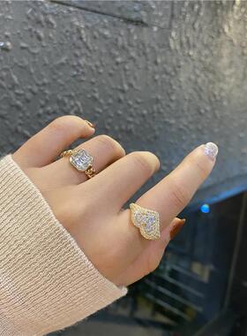 French soft chain micro-encrusted zircon love ring female in