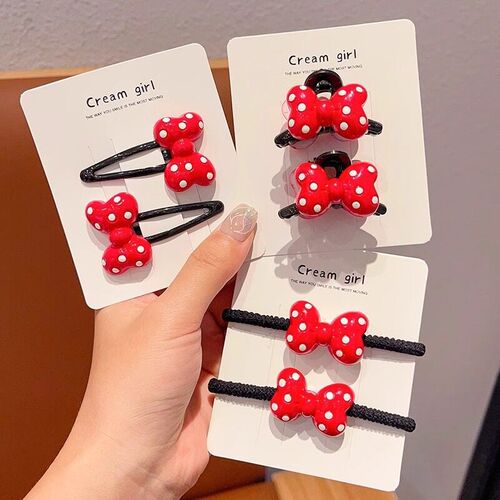 Cute girls red polka dot bow hair clip for children, small