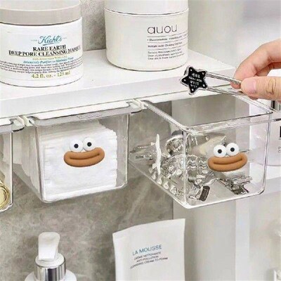 New Drawer-Type Storage Box Punch-free Pull Out Shelf Self