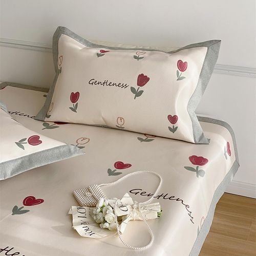 小清新夏季冰丝凉席三件可水洗床笠款空调席卡通印花儿童软席子