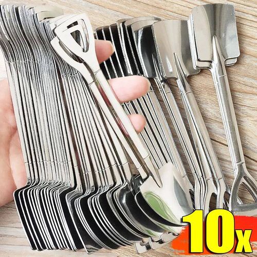 Creative Stainless Steel Shovel Spoon Mini Coffee Teaspoon F