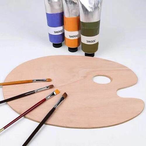 Wooden Artists Palette wi umb Hole Oil Acrylics Paint Pa