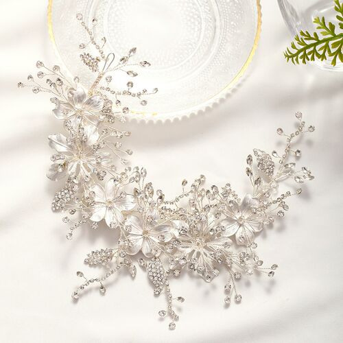 Wedding Headband Silver Color crystal Tiara Handmade Bride H