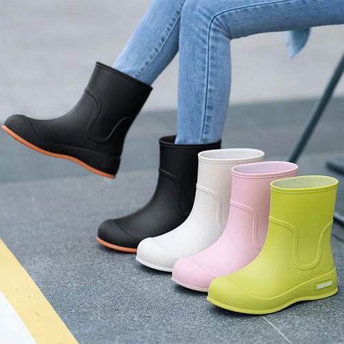 2026 Womens High Top Flat Sole Slip-On Rain Boot Soft Sole