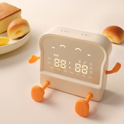 TOAST CLOCK LAMP  趣味吐司机 伴睡闹钟夜灯 贪睡模式 手机支架