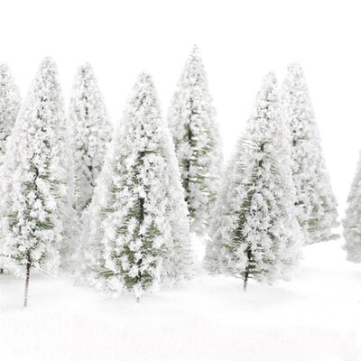 10pcs Model Pine rees Miniature White Snow rees Winter Fores