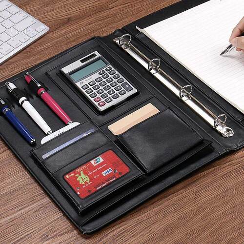 PU leather folder Padfolio multifunction organizer planner n