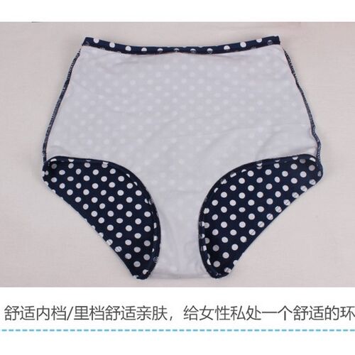 Pleated Bikini Red Top Navy Blue With White Dots Bottom Wome