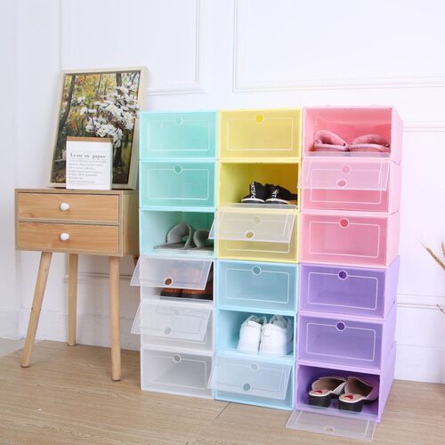 6个6pcs Transparent plastic shoe box dustproof Shoes cabinet