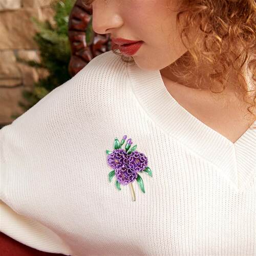Mothers Day Enamel Carnation Brooches for Women Plant Flowe
