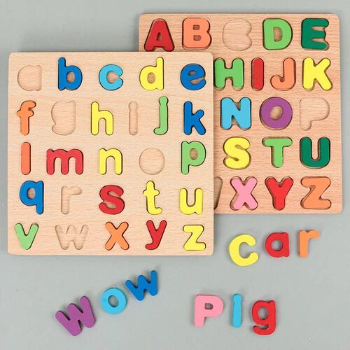 Kids Alphabetic Arithmetic Number Geometric Shapes Wooden Pu