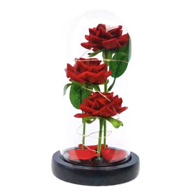 Three Simulated Roses Glass ver Ornaments Eternal Flower Dri