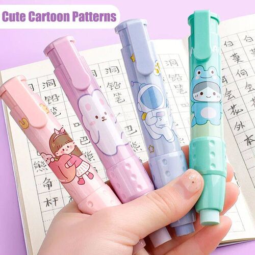 3in1 Press Eraser Pen Set Cute Retractable Rubber Push-pull