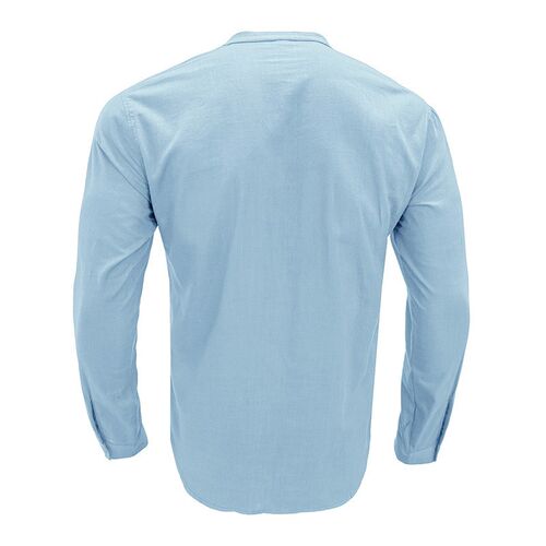 Summer Mens Lightly Mature Long-sleeved Collar Casual Linen