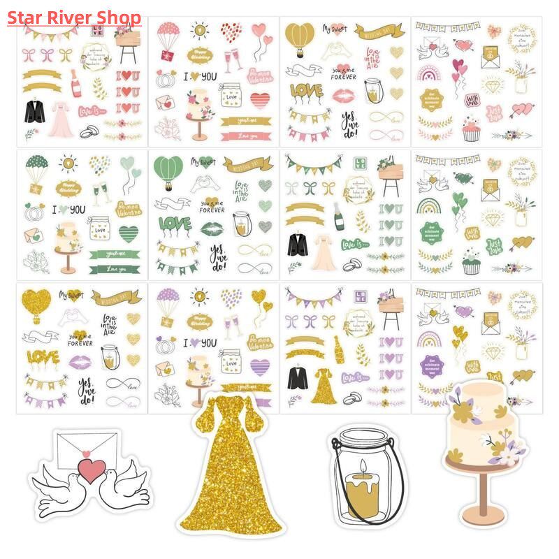 Wedding stickers, DIY heart-shaped decorations scrapbook - 实物图