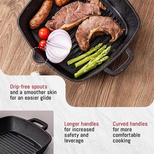 26cm Square Cast Iron Grill Pan Steak Pan Grilling Cooking