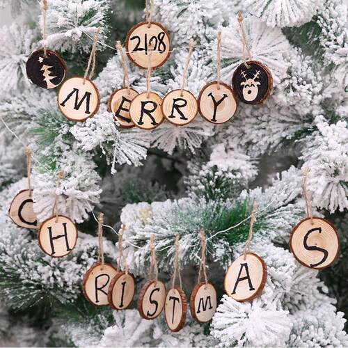 10pcs Christmas Wood Slices DIY Craft Decorations Wooden Dis