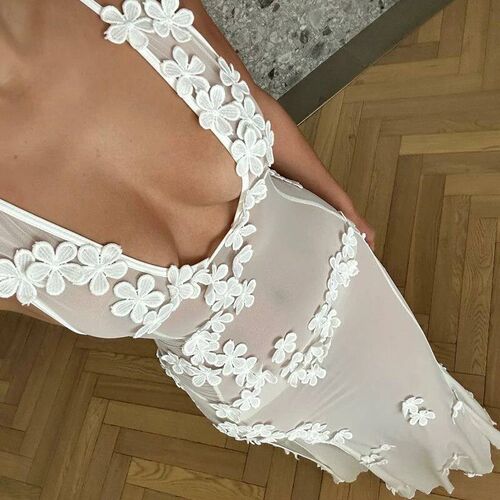 Chic Boho Beach ver-ups Floral Sheer Mesh Long Dress Women S