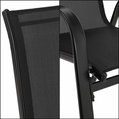 4PCS Garden Chairs Steel-iron+Teslin Fabric Folding High Bac