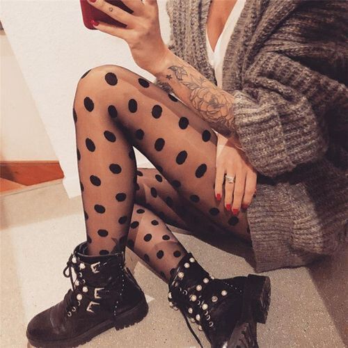 Female Stocking Transparent Silk Tights Japan Style Dot Patt