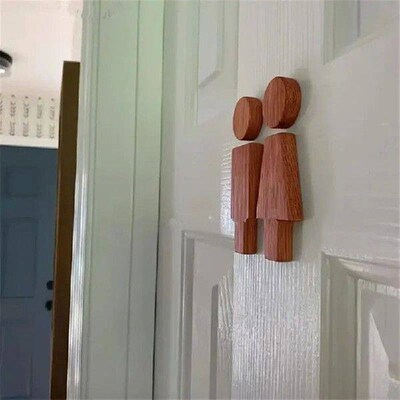 Bathroom Decoration Premium Bathroom Sign Solid Wood Mens